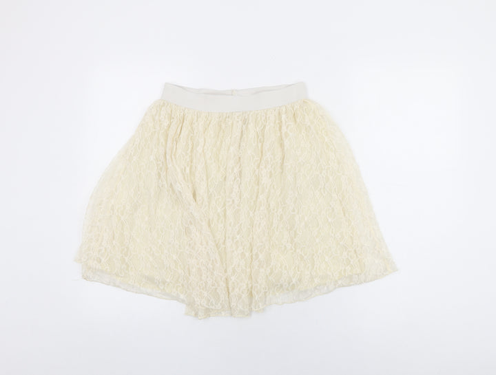 Louche Womens Ivory Floral Nylon Skater Skirt Size 10