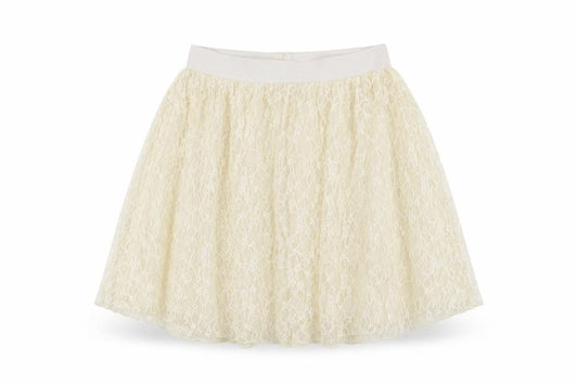 Front view of Louche women’s ivory floral nylon skater skirt, size UK 10