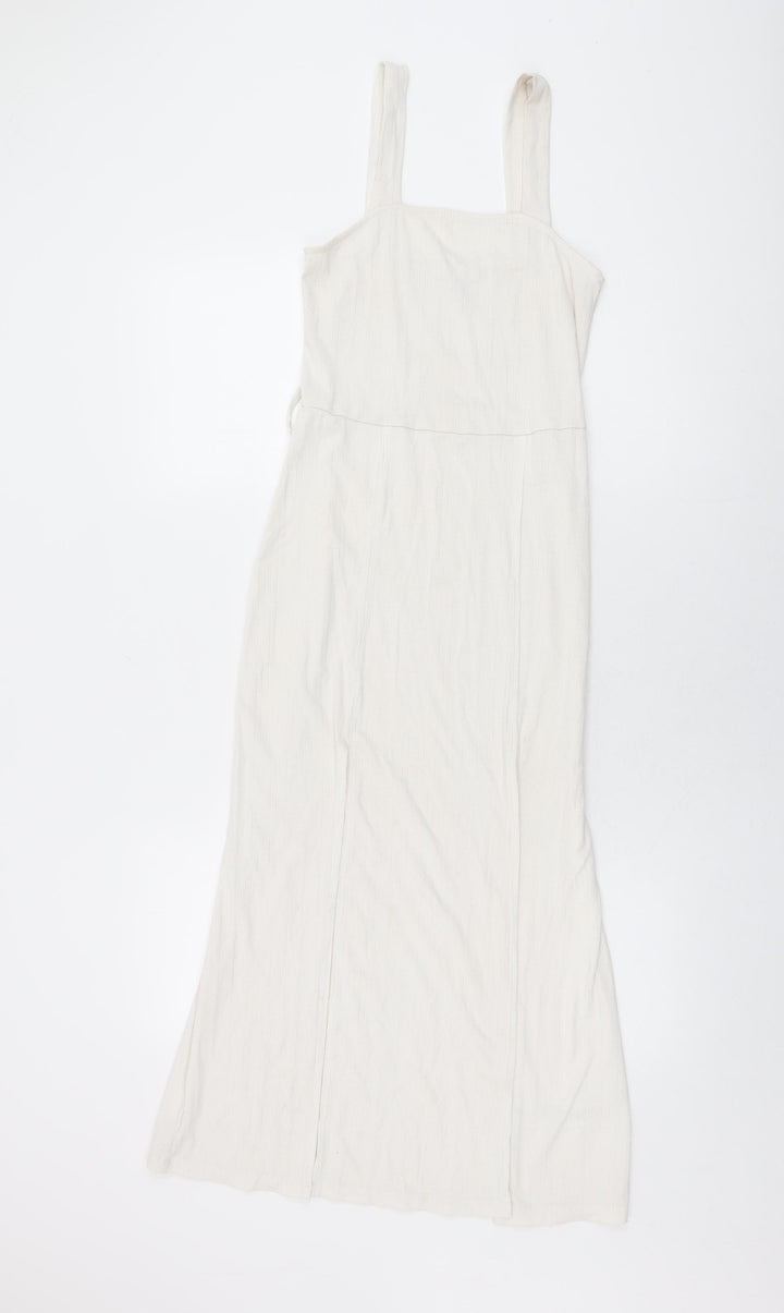 Topshop Womens White Polyester A-Line Size 6 Square Neck Pullover