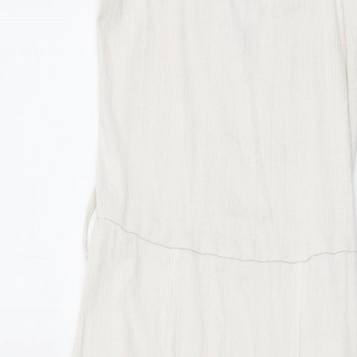 Topshop Womens White Polyester A-Line Size 6 Square Neck Pullover