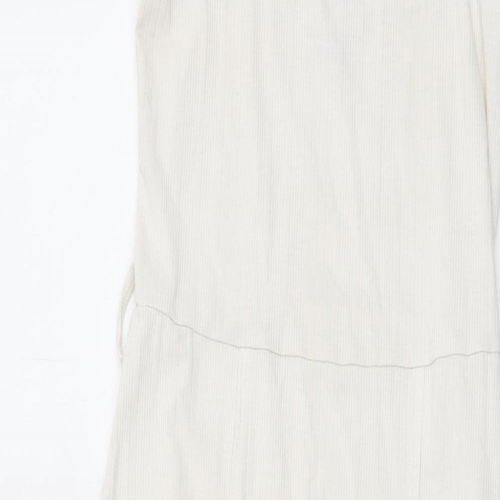 Topshop Womens White Polyester A-Line Size 6 Square Neck Pullover