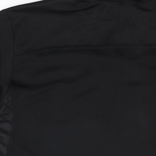 adidas Mens Black Polyester Basic T-Shirt Size 3XL Round Neck Button - All Blacks