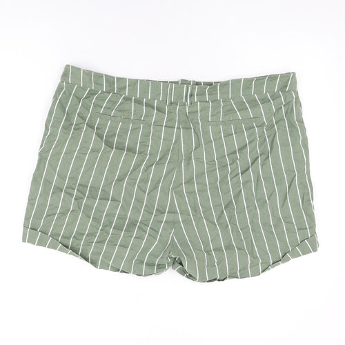 Capsule Womens Green Striped Cotton Basic Shorts Size 20 L4 in Regular Zip