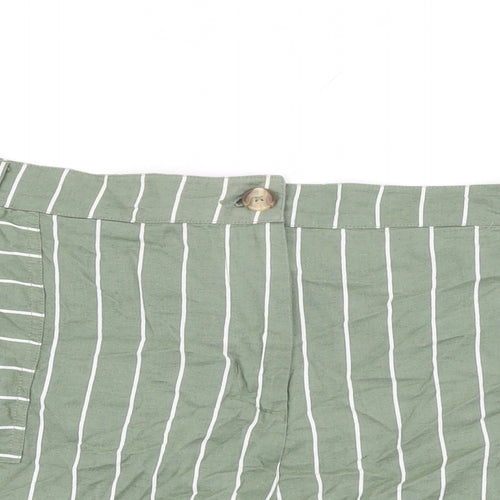 Capsule Womens Green Striped Cotton Basic Shorts Size 20 L4 in Regular Zip