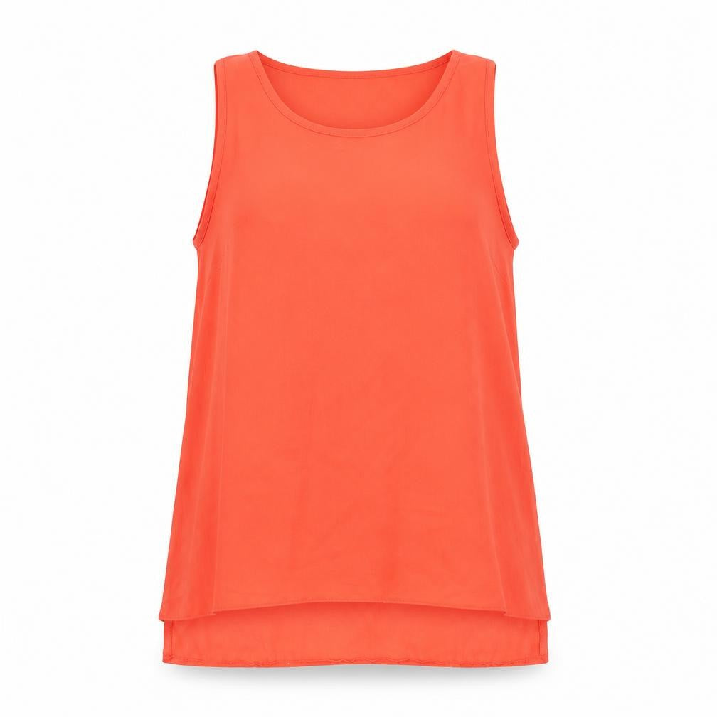 Front view of Dorothy Perkins women’s red polyester basic t-shirt, size UK 10, round neck