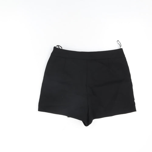 Zara Womens Black Polyester Basic Shorts Size M L3 in Regular Zip