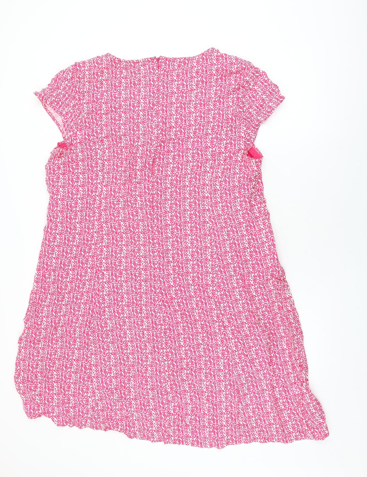 Micha Womens Pink Geometric Viscose Shift Size 20 Round Neck Zip