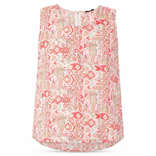 Front view of Kushi women’s white geometric polyester basic t-shirt, size UK 18, round neck