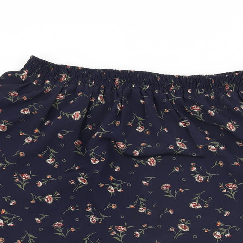 St Michael Womens Blue Floral Polyester Swing Skirt Size 14