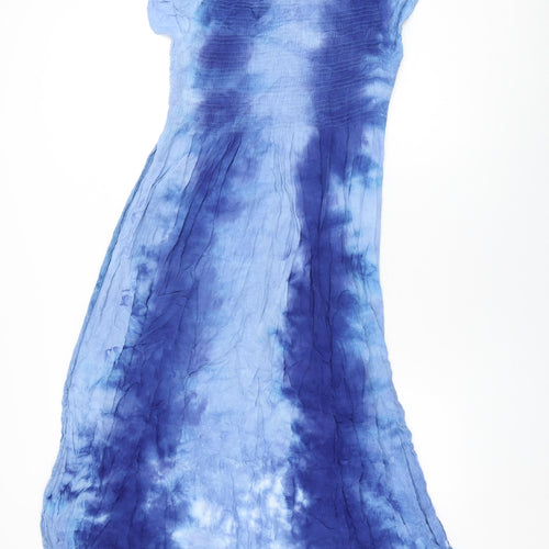 Cerulean Collection Womens Blue Tie Dye Rayon A-Line Size S Round Neck Pullover