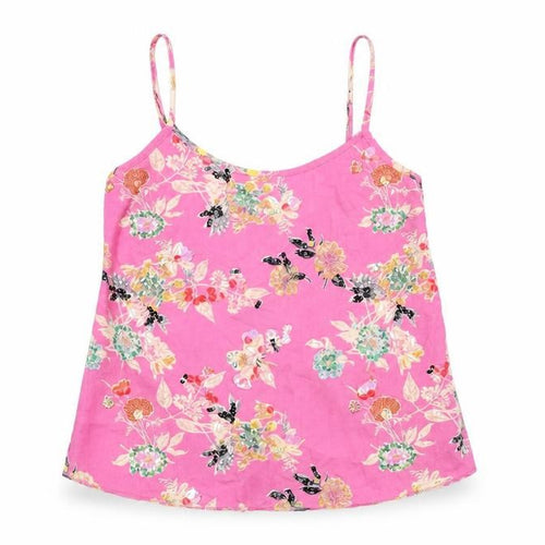 Miss Selfridge Womens Pink Floral Polyester Camisole T-Shirt Size 4 Round Neck - Sequin and Beaded Detail