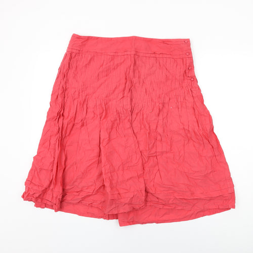 Marks and Spencer Womens Red Cotton Swing Skirt Size 14 Button