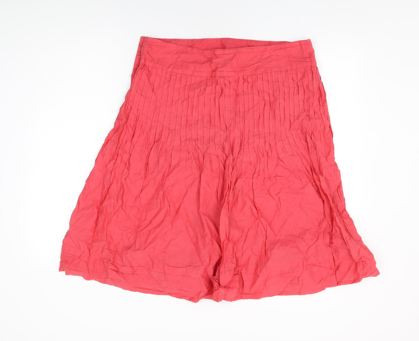 Marks and Spencer Womens Red Cotton Swing Skirt Size 14 Button