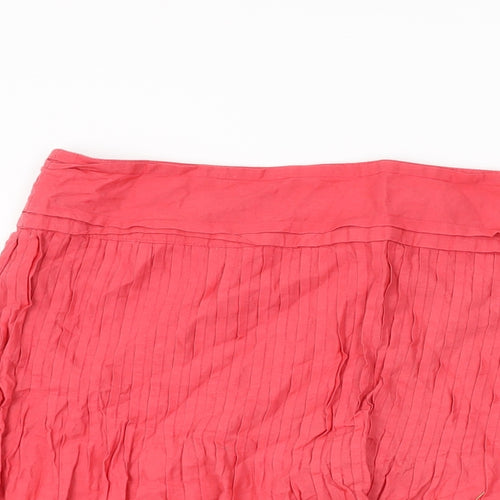 Marks and Spencer Womens Red Cotton Swing Skirt Size 14 Button