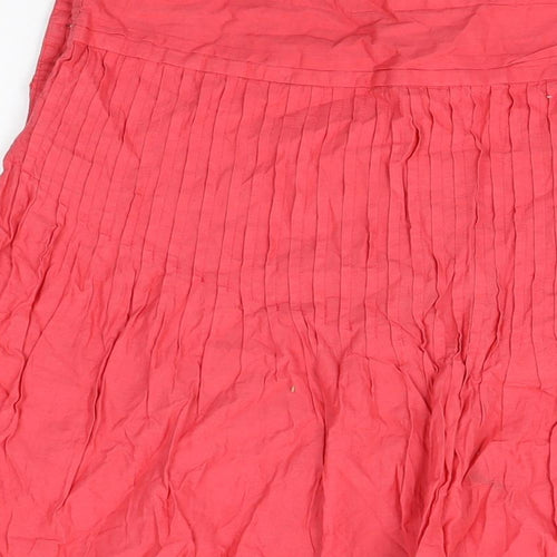 Marks and Spencer Womens Red Cotton Swing Skirt Size 14 Button