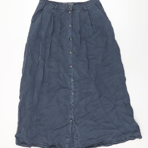 VERO MODA Womens Blue Lyocell Swing Skirt Size S Button