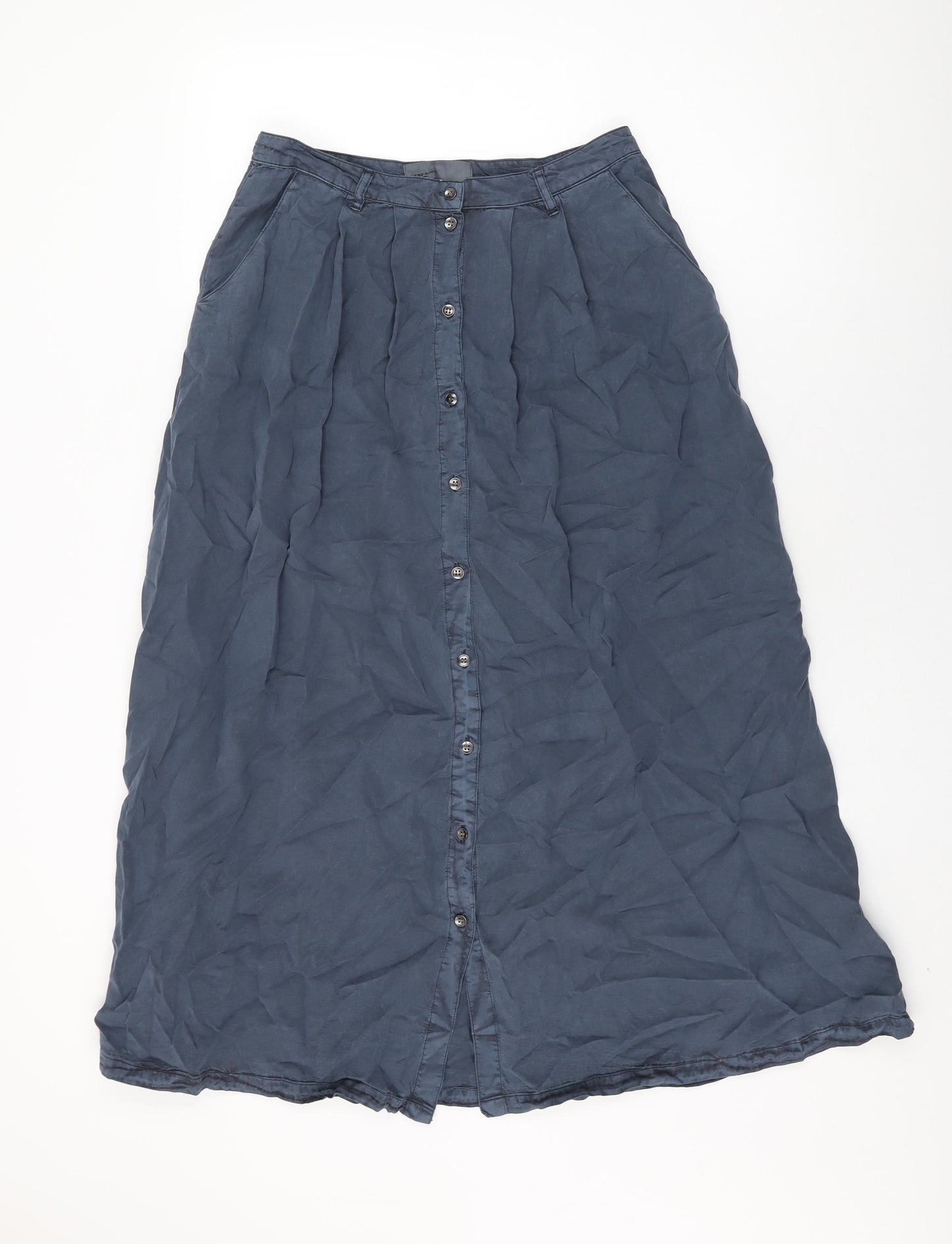 VERO MODA Womens Blue Lyocell Swing Skirt Size S Button