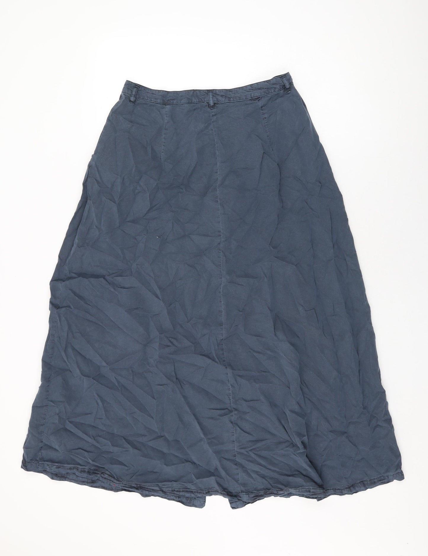 VERO MODA Womens Blue Lyocell Swing Skirt Size S Button