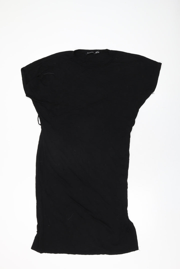 Boohoo Womens Black Viscose Shift Size 12 Round Neck Pullover