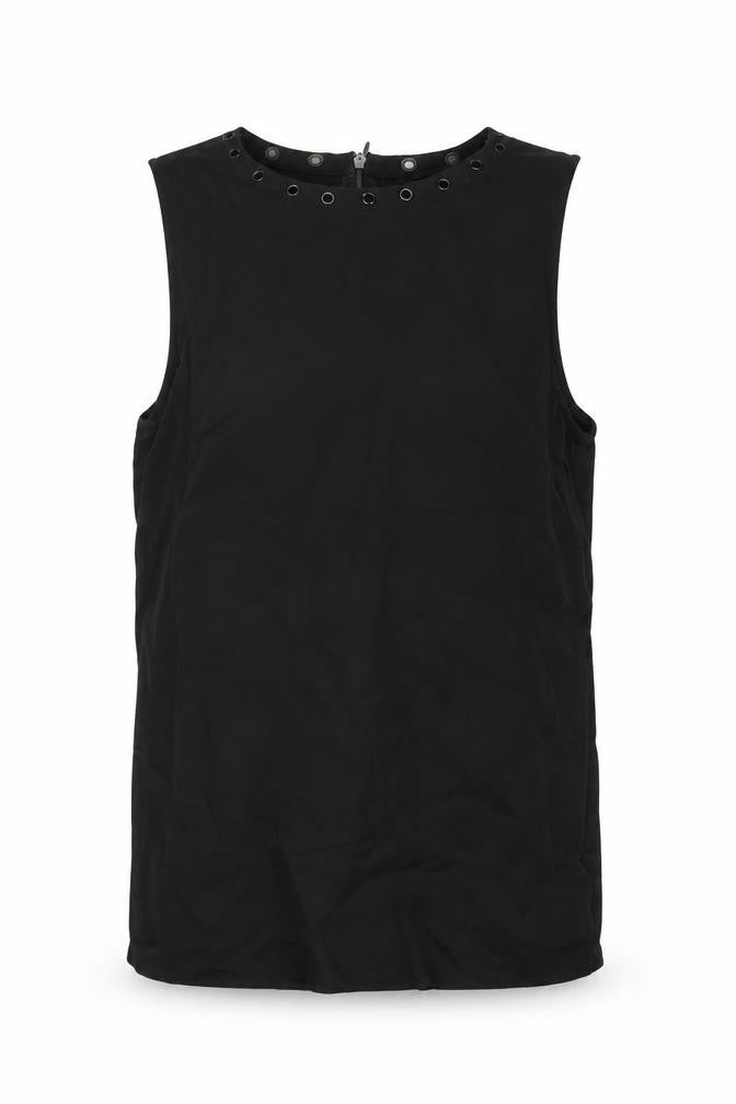 Front view of New Look women’s black polyester basic t-shirt, size UK 10, round neck