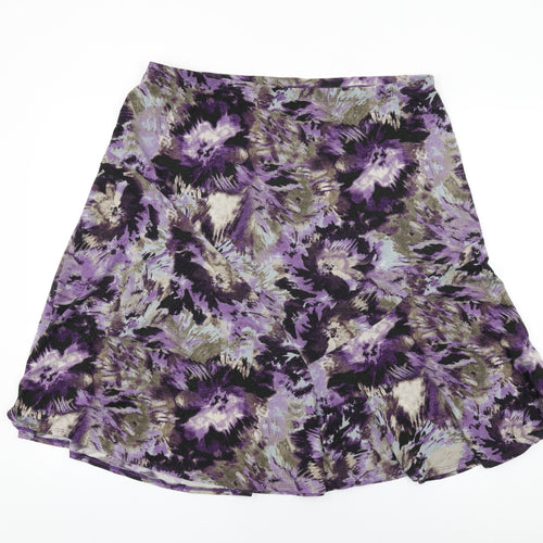 Marks and Spencer Womens Purple Geometric Polyester Swing Skirt Size 18 - Tie Dye