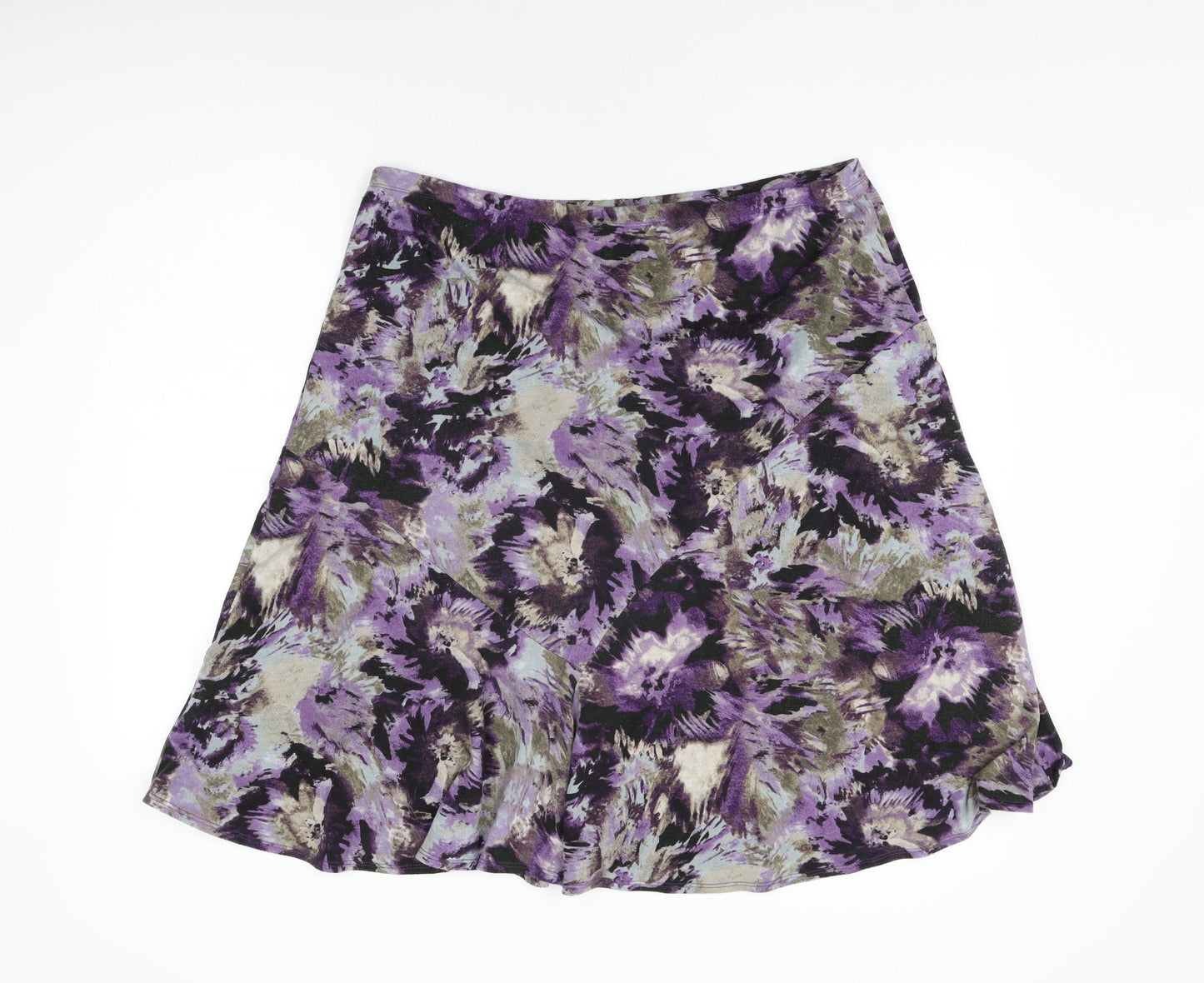 Marks and Spencer Womens Purple Geometric Polyester Swing Skirt Size 18 - Tie Dye