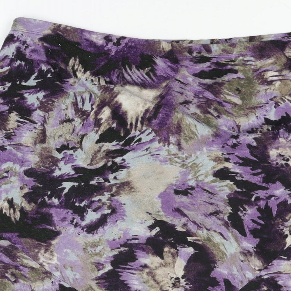 Marks and Spencer Womens Purple Geometric Polyester Swing Skirt Size 18 - Tie Dye