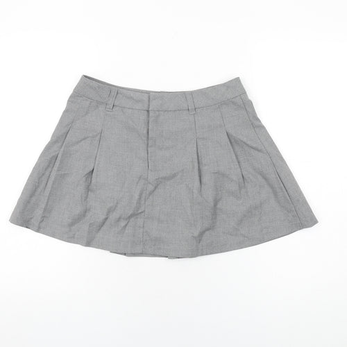 H&M Womens Grey Polyester Mini Skirt Size S Zip