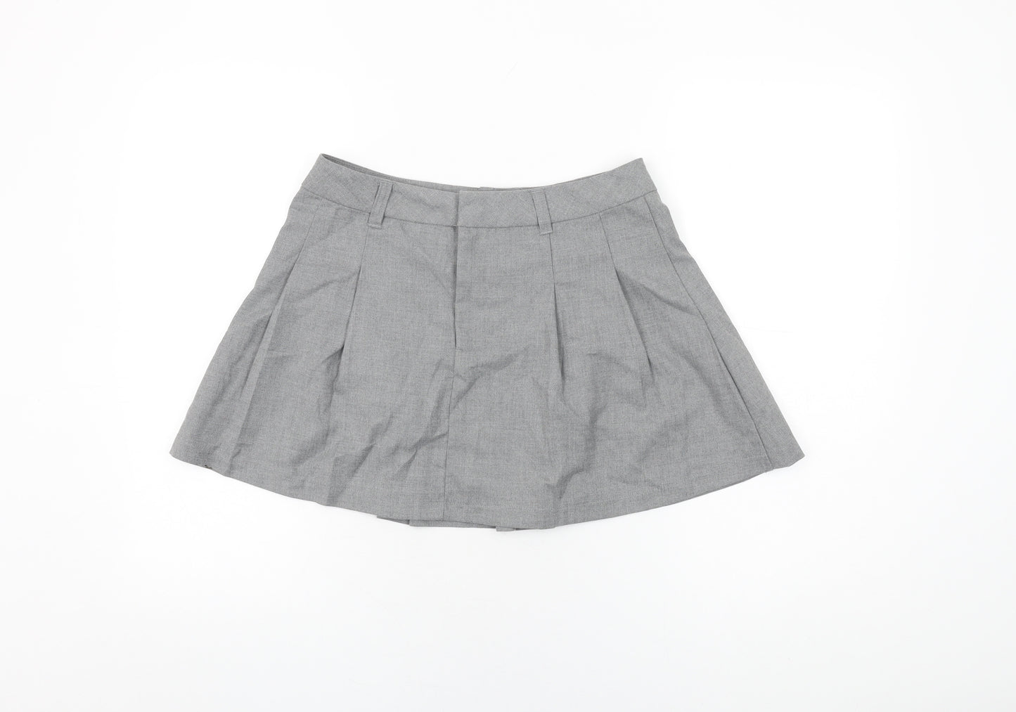 H&M Womens Grey Polyester Mini Skirt Size S Zip