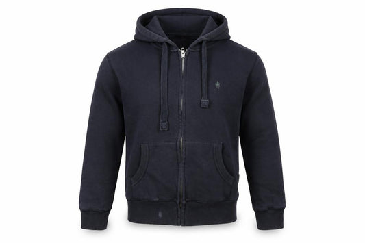 Front view of French Connection men’s blue jacket, size S, zip - french connection
