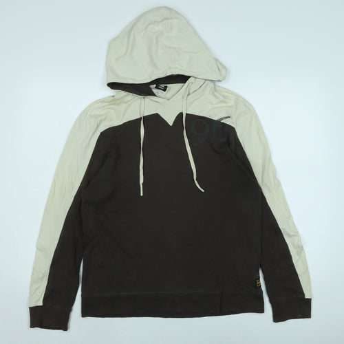 Raw Mens Brown Cotton Pullover Hoodie Size M - Raw