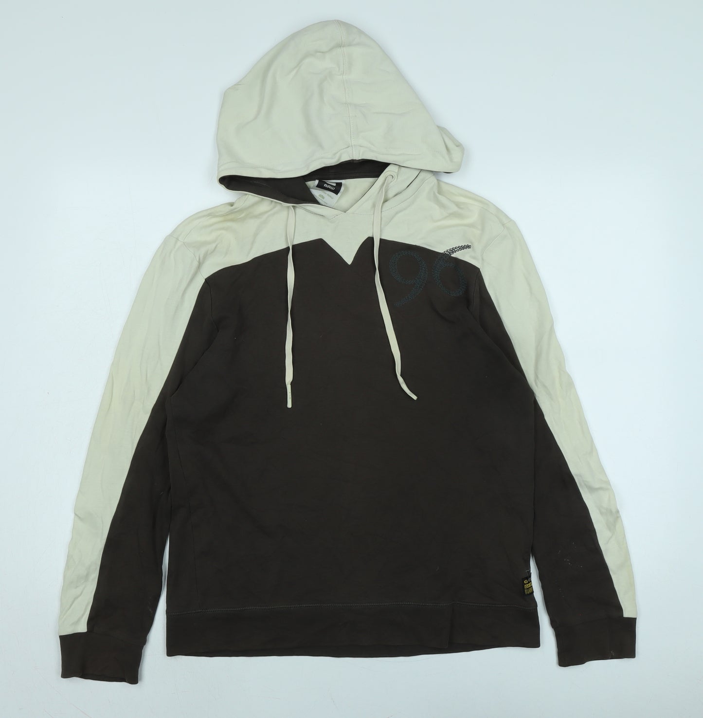 Raw Mens Brown Cotton Pullover Hoodie Size M - Raw