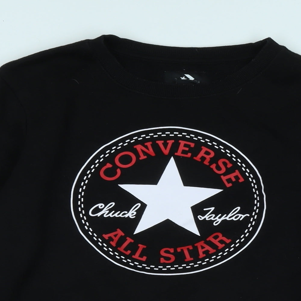 Converse Womens Black Cotton Pullover Sweatshirt Size XL