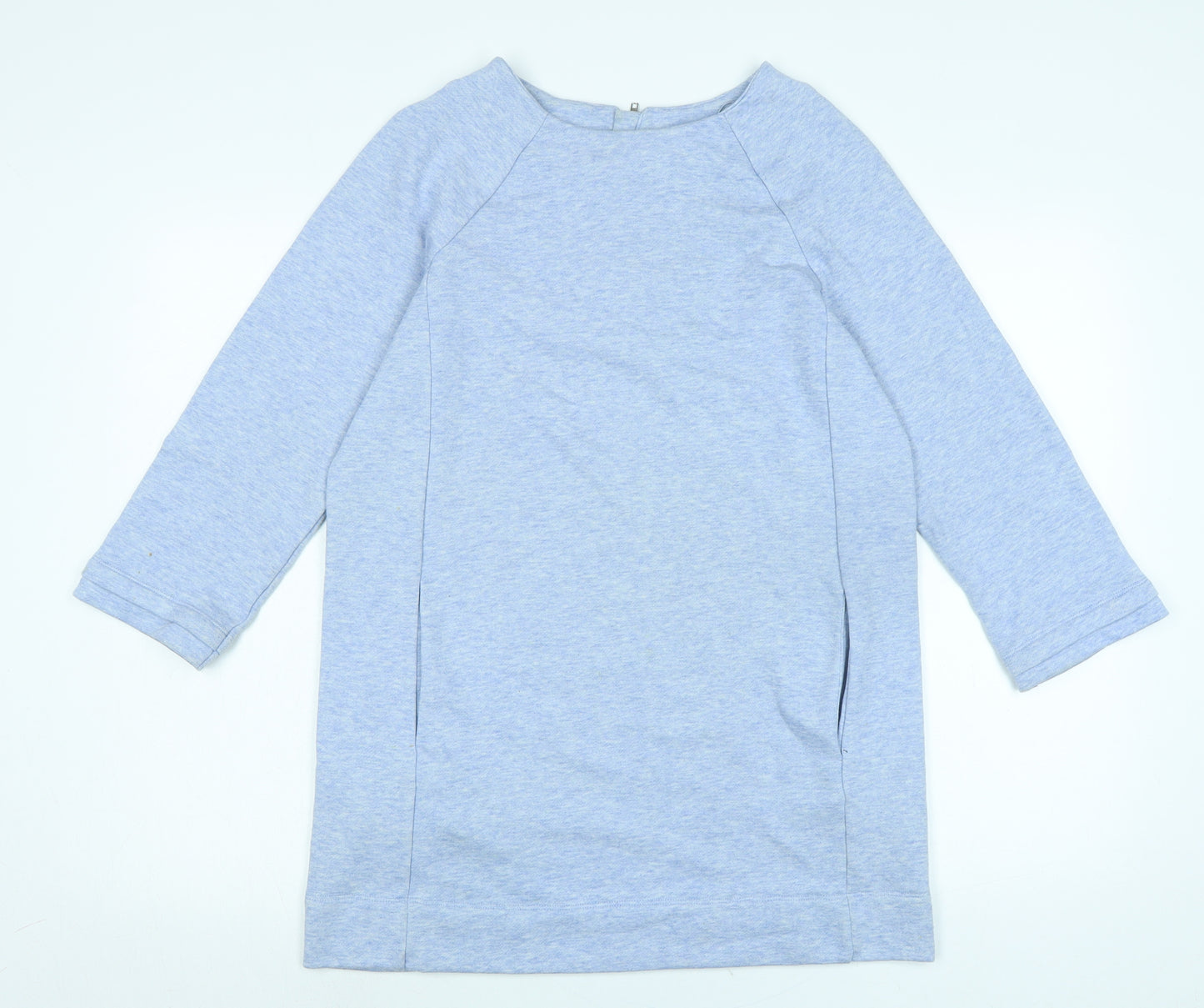 Long Tall Sally Womens Blue Cotton A-Line Size XS Boat Neck Zip - Long Tall Sally