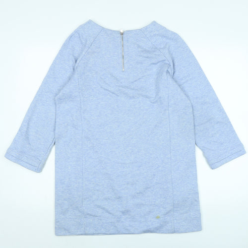 Long Tall Sally Womens Blue Cotton A-Line Size XS Boat Neck Zip - Long Tall Sally