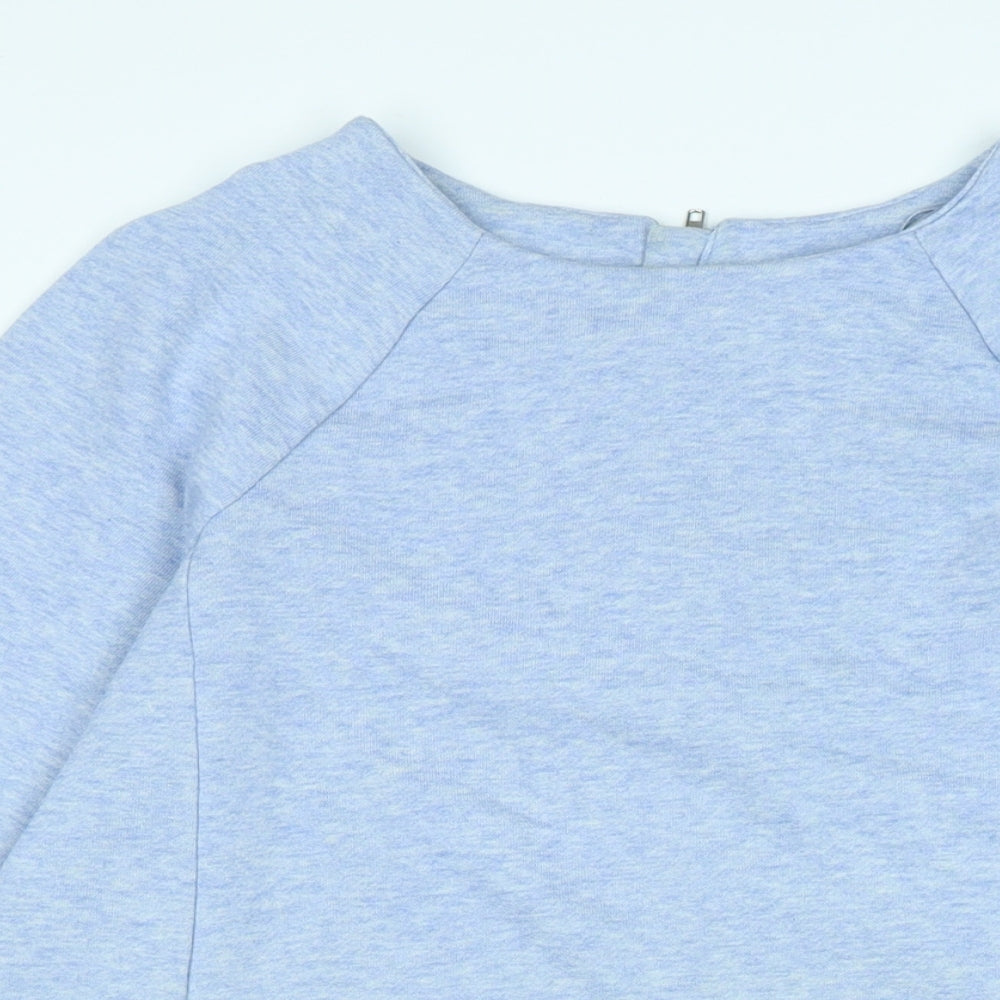 Long Tall Sally Womens Blue Cotton A-Line Size XS Boat Neck Zip - Long Tall Sally