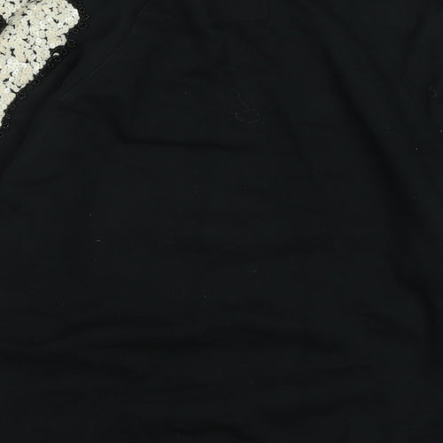 French Connection Womens Black Cotton Pullover Sweatshirt Size M