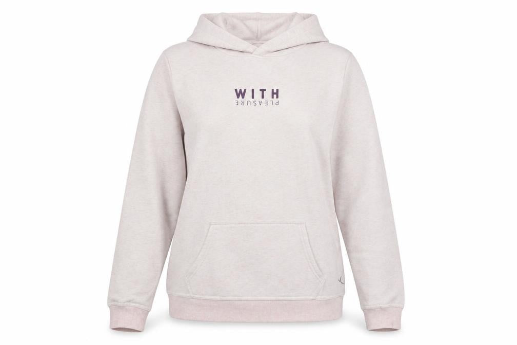 Front view of Decathlon women’s pink cotton pullover hoodie, size M, - decathalon