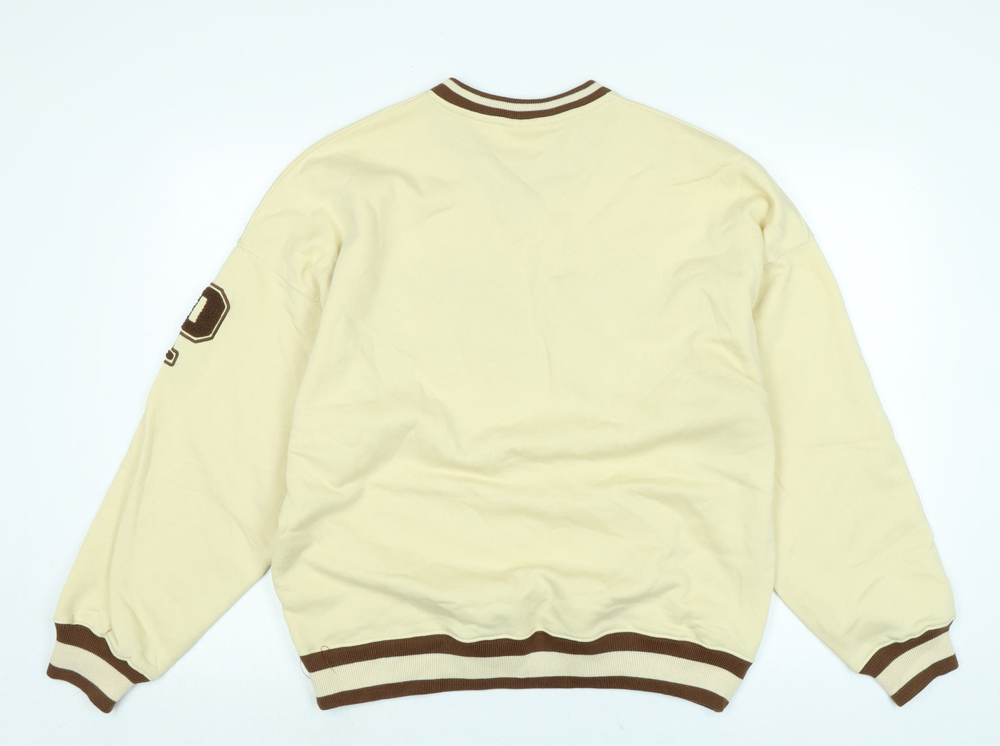 Pull&Bear Mens Ivory Polyester Pullover Sweatshirt Size M - Pull & Bear