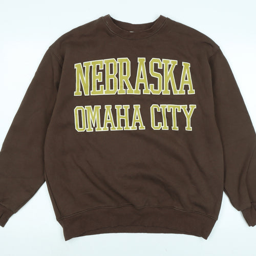 Pull&Bear Mens Brown Cotton Pullover Sweatshirt Size S - Pull & Bear