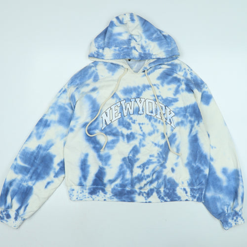 New York Womens Blue Cotton Pullover Hoodie Size M