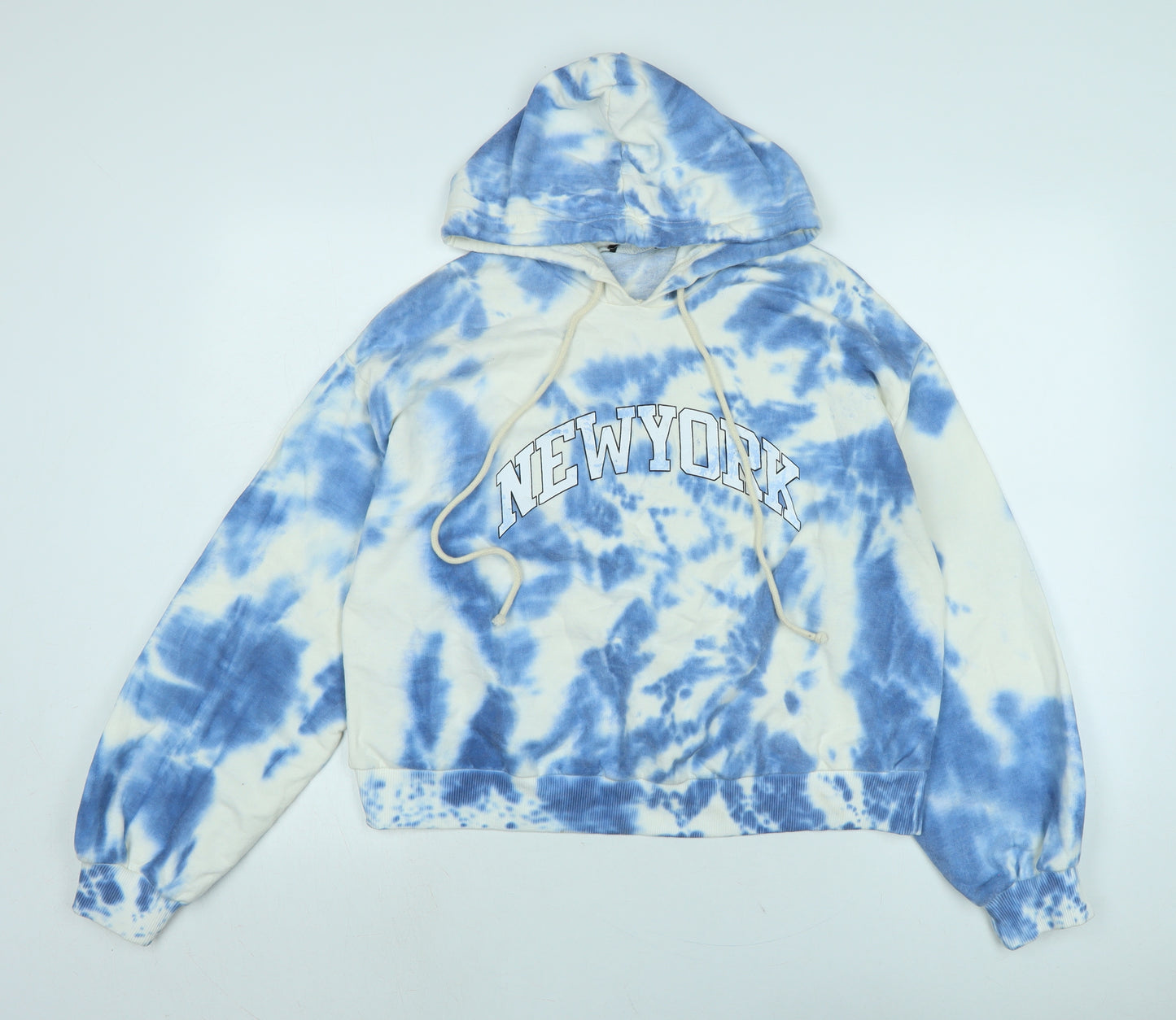 New York Womens Blue Cotton Pullover Hoodie Size M