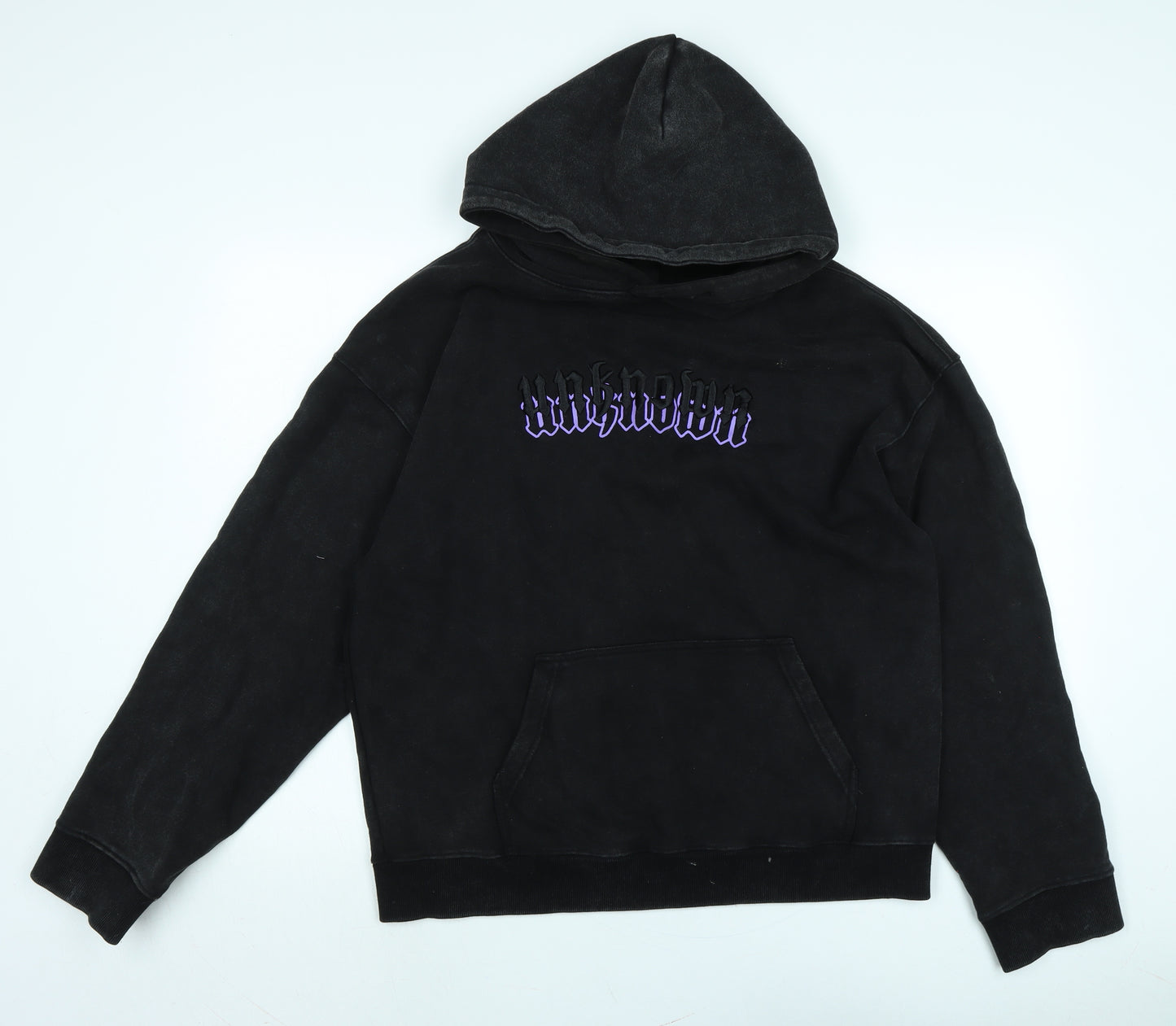 Unknown Mens Black Cotton Pullover Hoodie Size S - Unknown
