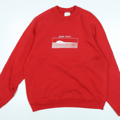 Screen Stars Mens Red Cotton Pullover Sweatshirt Size L - Screen Stars