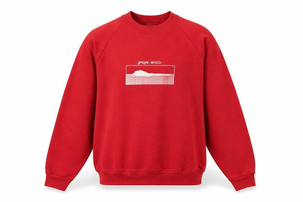 Front view of Screen Stars men’s red cotton pullover sweatshirt, size L, - screen stars