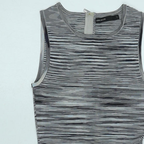 Karen Millen Womens Grey Polyamide Skater Dress Size S Scoop Neck Zip - karen Millen