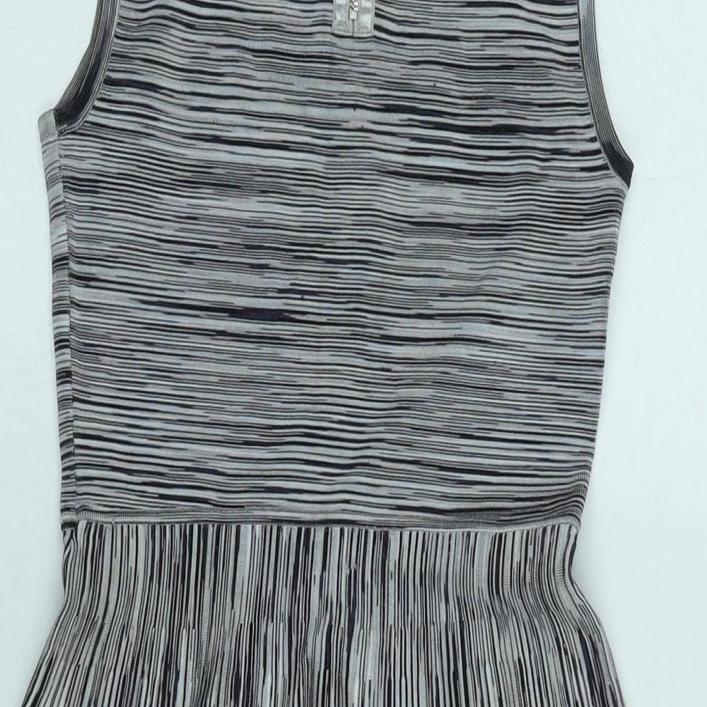 Karen Millen Womens Grey Polyamide Skater Dress Size S Scoop Neck Zip - karen Millen