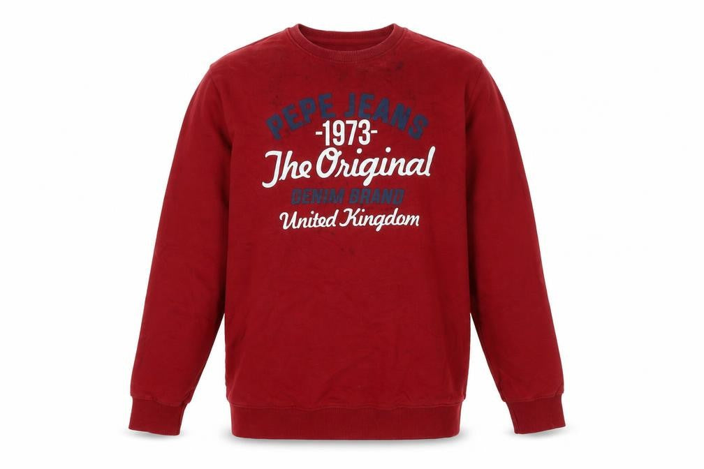 Front view of Pepe Jeans men’s red cotton pullover sweatshirt, size L, - pepe jeans