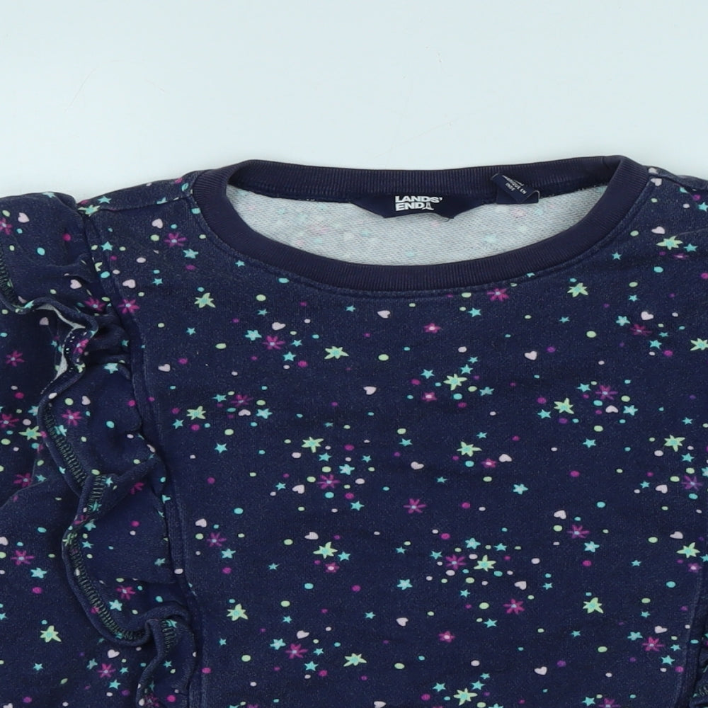 Lands End Womens Blue Cotton Pullover Sweatshirt Size L - Lands End