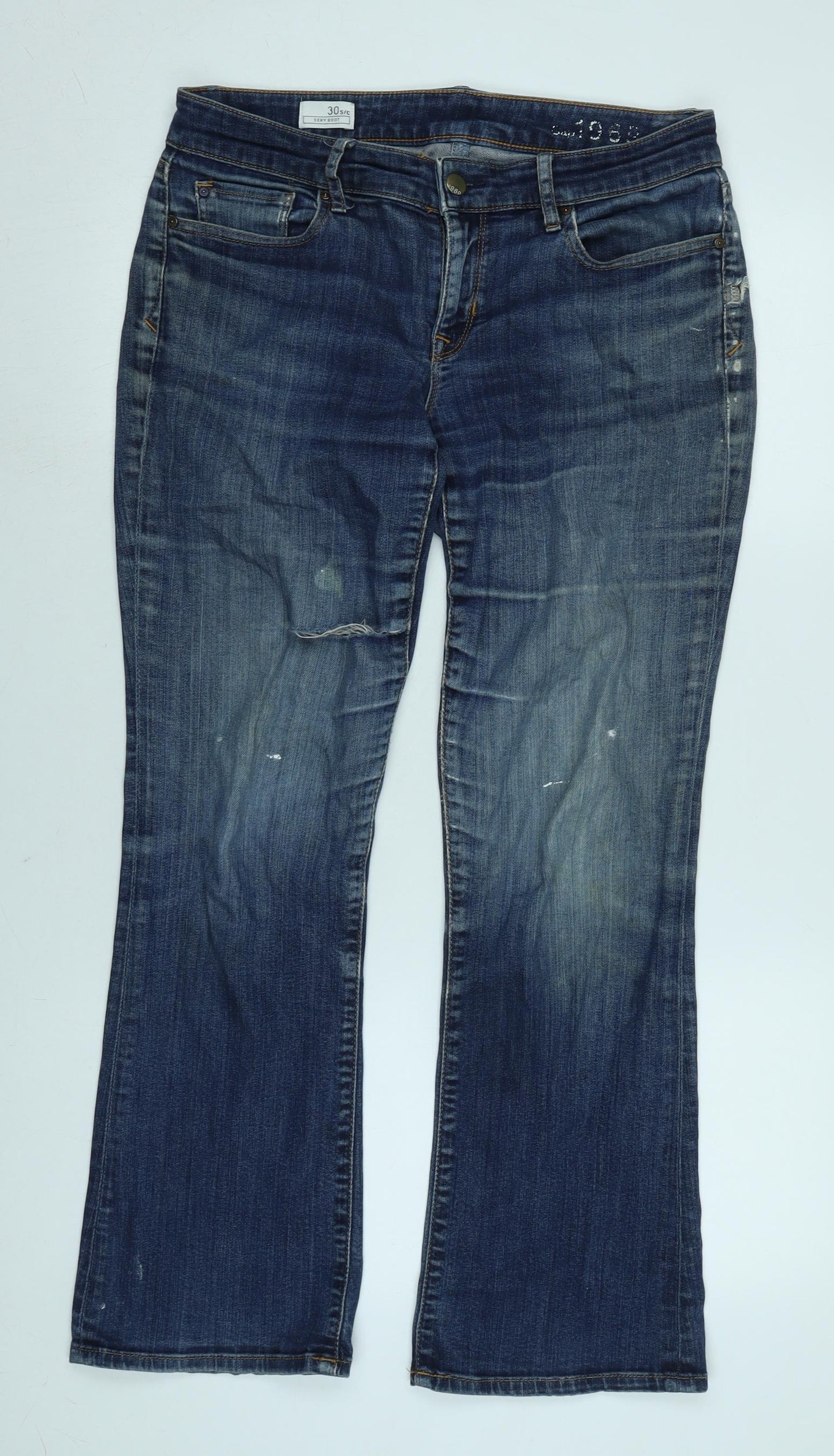 Gap Womens Blue Cotton Blend Bootcut Jeans Size 32 in L30 in Regular Zip - Gap